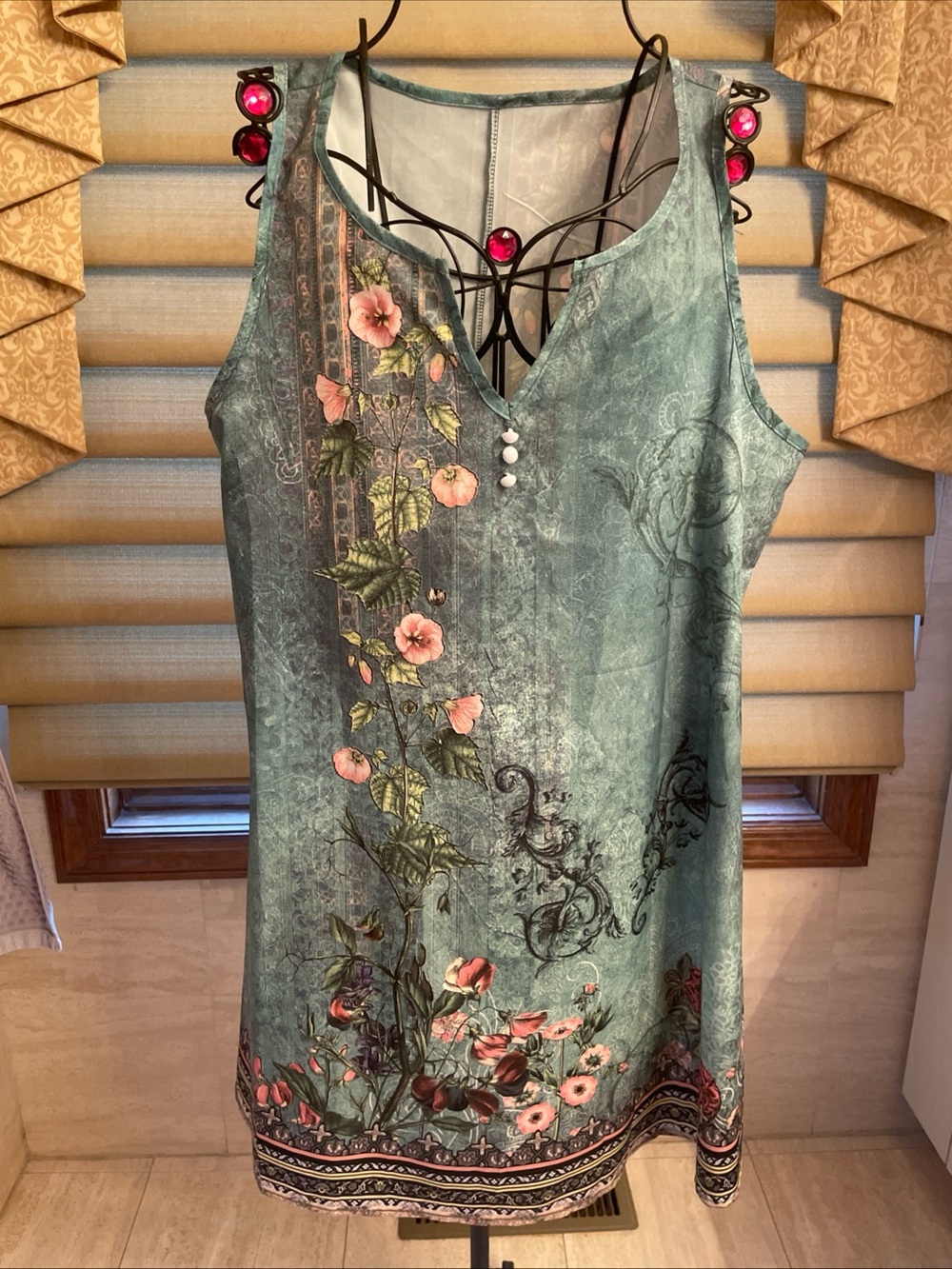A Line Sleeveless Dress Floral Pattern Women’s XL Lightweight